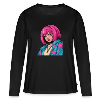 Anime Woman - Women's Premium Organic Long Sleeve Shirt - black - Front - Julia (174cm)