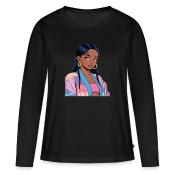 Anime Woman - Women's Premium Organic Long Sleeve Shirt - black - Front - Julia (174cm)