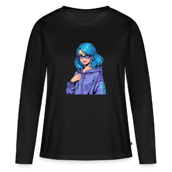 Anime Woman - Women's Premium Organic Long Sleeve Shirt - black - Front - Julia (174cm)
