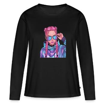 Anime Woman - Women's Premium Organic Long Sleeve Shirt - black - Front - Julia (174cm)