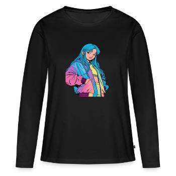 Anime Woman - Women's Premium Organic Long Sleeve Shirt - black - Front - Julia (174cm)
