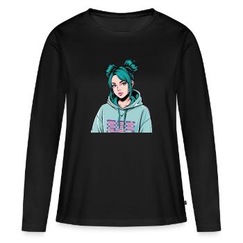 Anime Woman - Women's Premium Organic Long Sleeve Shirt - black - Front - Julia (174cm)