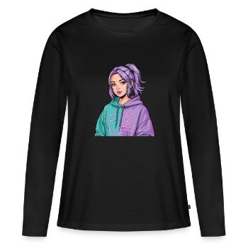 Anime Woman - Women's Premium Organic Long Sleeve Shirt - black - Front - Julia (174cm)