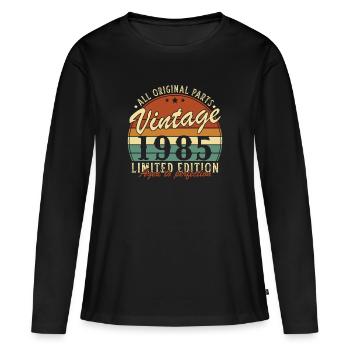40 años 1985 Vintage Retro Regalo de cumpleaños - Camiseta ecológica prémium de manga larga para mujer - negro - delante - Julia (174cm)