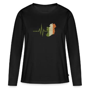 Mon cœur bat pour l'Irlande Irlande natale - T-shirt manches longues Premium bio Femme - noir - Devant - Julia (174cm)