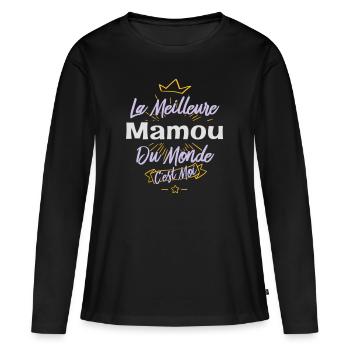 La meilleure mamou du monde - T-shirt manches longues Premium bio Femme - noir - Devant - Julia (174cm)