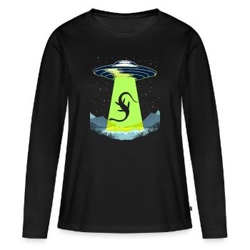 Lustiges Loch Ness Monster Nessie Alien Entführung UFO - Frauen Premium Bio Langarmshirt - Schwarz - Vorne - Julia (174cm)
