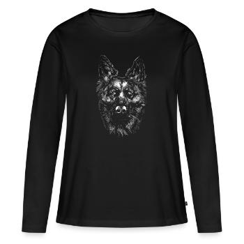 Allemand Sheperd Propriétaire Alsacien Chien Amour - T-shirt manches longues Premium bio Femme - noir - Devant - Julia (174cm)