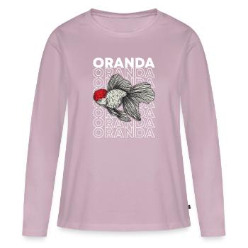 Oranda Goldfish 80's Style Fancy Goldfish Propriétaire - T-shirt manches longues Premium bio Femme - rose poudré - Devant - Julia (174cm)
