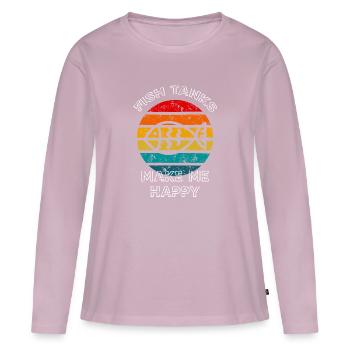 Fish Tanks Make Me Happy Retro Sunset Fish Keeper - Women's Premium Organic Long Sleeve Shirt - dusky pink - Front - Julia (174cm)