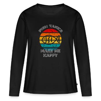 Les aquariums me rendent heureux Retro Sunset Fish Keeper - T-shirt manches longues Premium bio Femme - noir - Devant - Julia (174cm)
