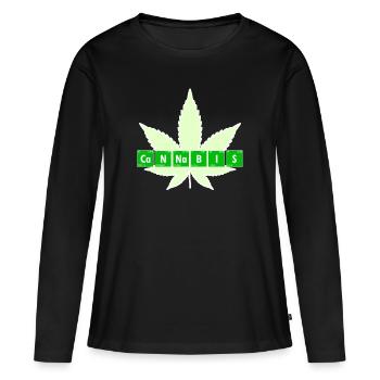 Cannabis Élément du système périodique Weed Nerd Pothead - T-shirt manches longues Premium bio Femme - noir - Devant - Julia (174cm)