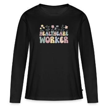 Professionnels de la santé - T-shirt manches longues Premium bio Femme - noir - Devant - Julia (174cm)