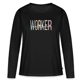Professionnels de la santé - T-shirt manches longues Premium bio Femme - noir - Devant - Julia (174cm)