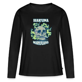 Hakuna Marijuana Drôle De Weed Fumer Pothead THC - T-shirt manches longues Premium bio Femme - noir - Devant - Julia (174cm)