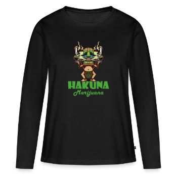 Hakuna Marijuana Drôle De Weed Fumer Pothead THC - T-shirt manches longues Premium bio Femme - noir - Devant - Julia (174cm)