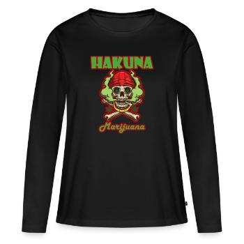Hakuna Marijuana Drôle De Weed Fumer Pothead THC - T-shirt manches longues Premium bio Femme - noir - Devant - Julia (174cm)