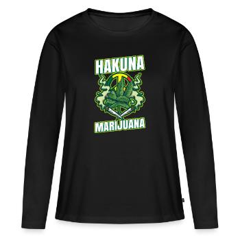 Hakuna Marijuana Drôle De Weed Fumer Pothead THC - T-shirt manches longues Premium bio Femme - noir - Devant - Julia (174cm)