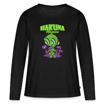 Hakuna Marijuana Drôle De Weed Fumer Pothead THC - T-shirt manches longues Premium bio Femme - noir - Devant - Julia (174cm)