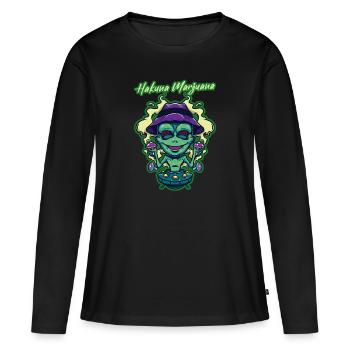 Hakuna Marijuana Drôle De Weed Fumer Pothead THC - T-shirt manches longues Premium bio Femme - noir - Devant - Julia (174cm)