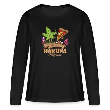 Hakuna Marijuana Drôle De Weed Fumer Pothead THC - T-shirt manches longues Premium bio Femme - noir - Devant - Julia (174cm)