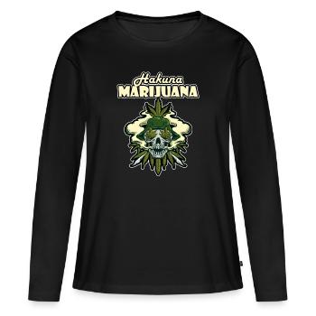 Hakuna Marijuana Drôle De Weed Fumer Pothead THC - T-shirt manches longues Premium bio Femme - noir - Devant - Julia (174cm)