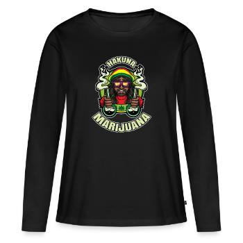 Hakuna Marijuana Drôle De Weed Fumer Pothead THC - T-shirt manches longues Premium bio Femme - noir - Devant - Julia (174cm)
