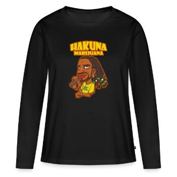 Hakuna Marijuana Drôle De Weed Fumer Pothead THC - T-shirt manches longues Premium bio Femme - noir - Devant - Julia (174cm)
