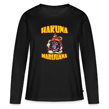 Hakuna Marijuana Drôle De Weed Fumer Pothead THC - T-shirt manches longues Premium bio Femme - noir - Devant - Julia (174cm)