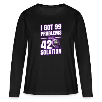 J’ai eu 99 problèmes et 420 solutions Cannabis Weed - T-shirt manches longues Premium bio Femme - noir - Devant - Julia (174cm)