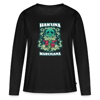 Hakuna Marijuana Drôle De Weed Fumer Pothead THC - T-shirt manches longues Premium bio Femme - noir - Devant - Julia (174cm)