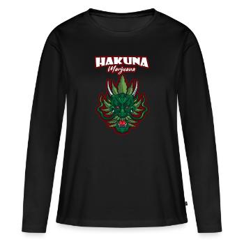 Hakuna Marijuana Drôle De Weed Fumer Pothead THC - T-shirt manches longues Premium bio Femme - noir - Devant - Julia (174cm)