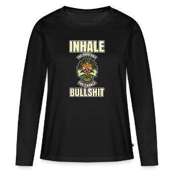 Inhaler la bonne merde expirer la connerie 420 Weed - T-shirt manches longues Premium bio Femme - noir - Devant - Julia (174cm)