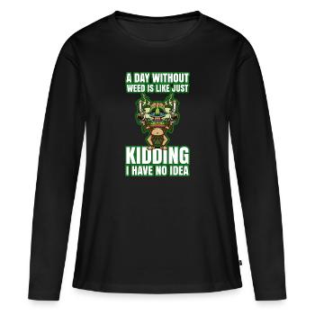 Une journée sans herbe, c’est comme fumer de l’herbe au cannabis - T-shirt manches longues Premium bio Femme - noir - Devant - Julia (174cm)
