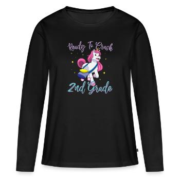 Ready To Crush 2nd Grade Elementary School - Women's Premium Organic Long Sleeve Shirt - black - Front - Julia (174cm)