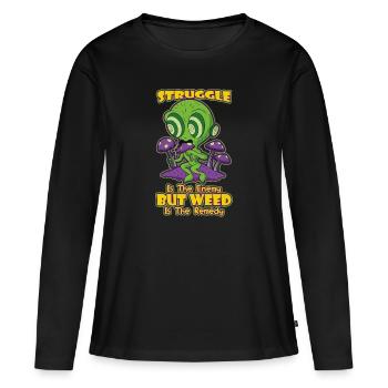La lutte est l’ennemi, mais l’herbe est le remède - T-shirt manches longues Premium bio Femme - noir - Devant - Julia (174cm)