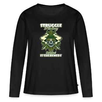 La lutte est l’ennemi, mais l’herbe est le remède - T-shirt manches longues Premium bio Femme - noir - Devant - Julia (174cm)