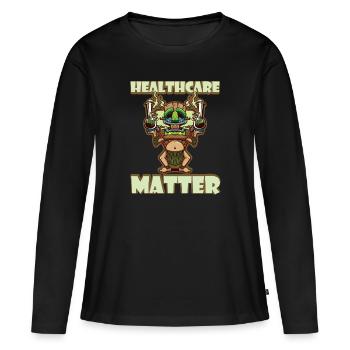 Healthcare Matters Cannabis Lover THC Mauvaise herbe médicale - T-shirt manches longues Premium bio Femme - noir - Devant - Julia (174cm)