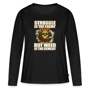 La lutte est l’ennemi, mais l’herbe est le remède - T-shirt manches longues Premium bio Femme - noir - Devant - Julia (174cm)