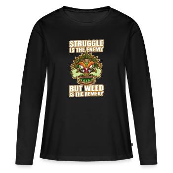La lutte est l’ennemi, mais l’herbe est le remède - T-shirt manches longues Premium bio Femme - noir - Devant - Julia (174cm)