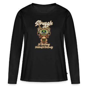 La lutte est l’ennemi, mais l’herbe est le remède - T-shirt manches longues Premium bio Femme - noir - Devant - Julia (174cm)