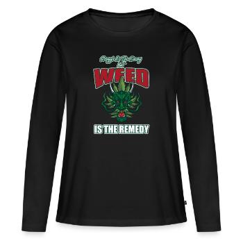 La lutte est l’ennemi, mais l’herbe est le remède - T-shirt manches longues Premium bio Femme - noir - Devant - Julia (174cm)