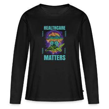 Healthcare Matters Cannabis Lover THC Mauvaise herbe médicale - T-shirt manches longues Premium bio Femme - noir - Devant - Julia (174cm)