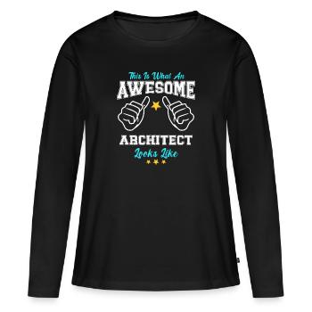 Voici à quoi ressemble un architecte génial - T-shirt manches longues Premium bio Femme - noir - Devant - Julia (174cm)