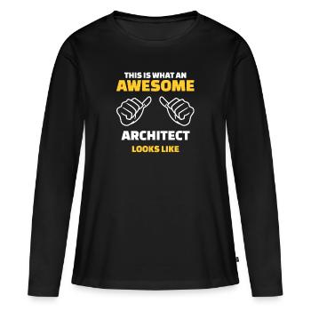 Voici à quoi ressemble un architecte génial - T-shirt manches longues Premium bio Femme - noir - Devant - Julia (174cm)