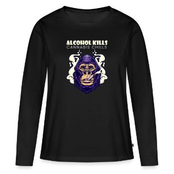 L’alcool tue les frissons du cannabis Fumer de l’herbe Pothead - T-shirt manches longues Premium bio Femme - noir - Devant - Julia (174cm)