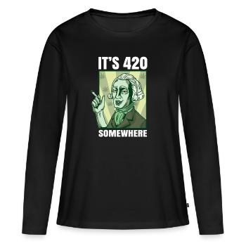 C’est 420 Somewhere Cannabis Weed Smoking THC Ganja - T-shirt manches longues Premium bio Femme - noir - Devant - Julia (174cm)