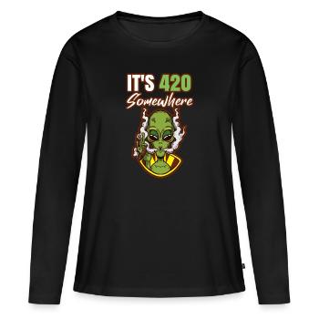 C’est 420 Somewhere Cannabis Weed Smoking THC Ganja - T-shirt manches longues Premium bio Femme - noir - Devant - Julia (174cm)