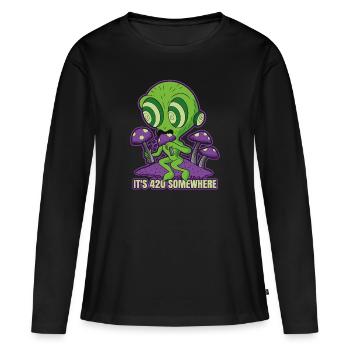 C’est 420 Somewhere Cannabis Weed Smoking THC Ganja - T-shirt manches longues Premium bio Femme - noir - Devant - Julia (174cm)