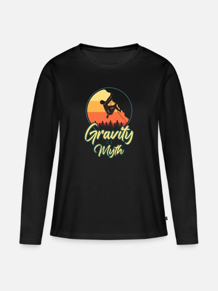 Gravity Is A Myth Rock Climbing Bouldering Climber - Women's Premium Organic Long Sleeve Shirt - black